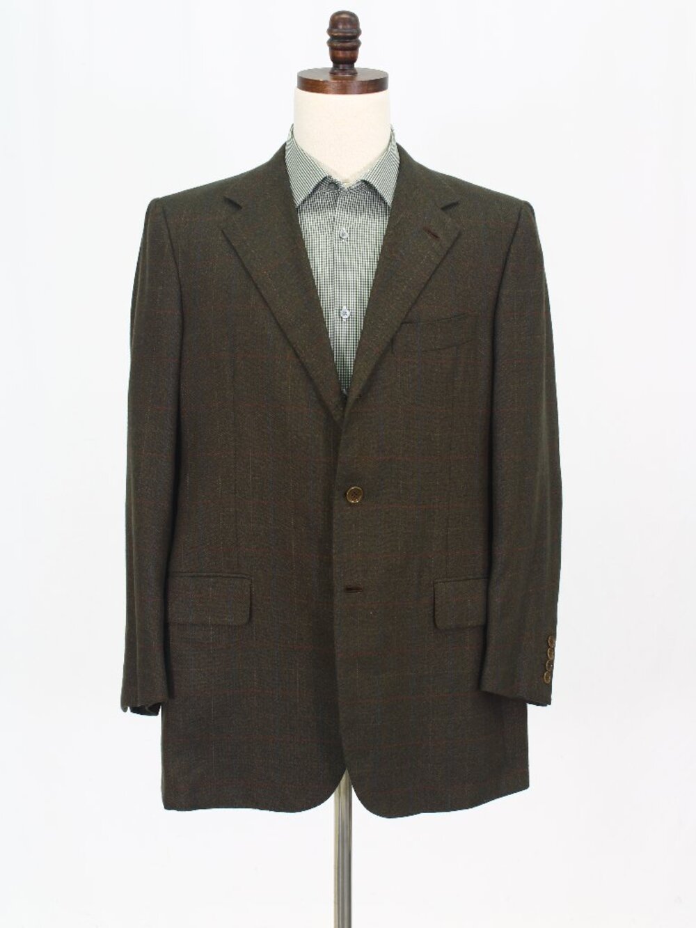 Luciano Barbera 44R Brown/Green Blazer Sport Coat Jacket 2-Button Check W531